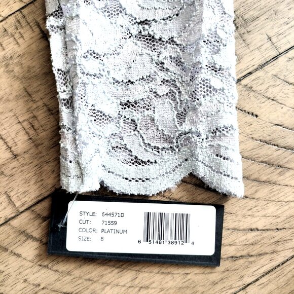 Onyx Nite Platinum Stretch Lace Dress 8 D-Cut Scallop Lined Body Con 3/4 Sleeve - Picture 11 of 12